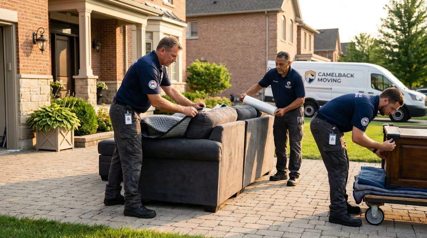 Large estate moving crew wrapping furniture in Scottdale, PA