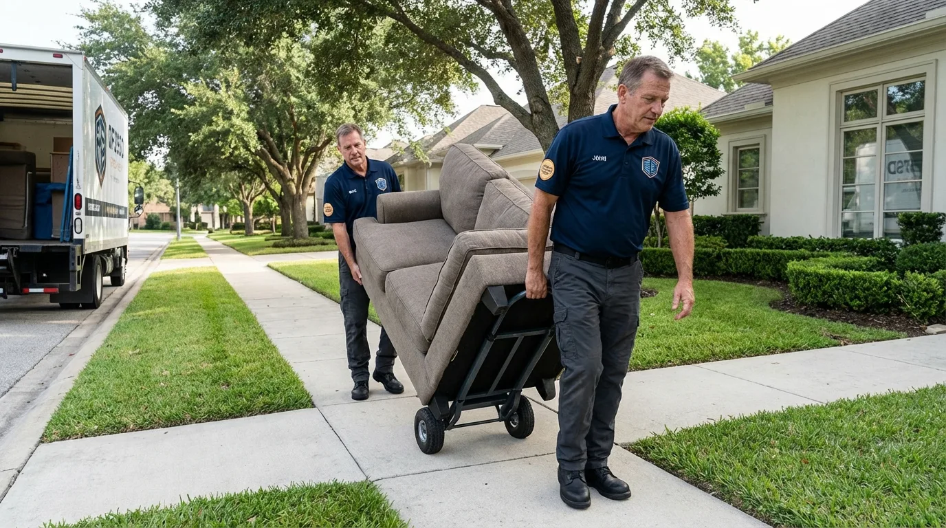 Local residential moving crew loading furniture in Scottdale, PA