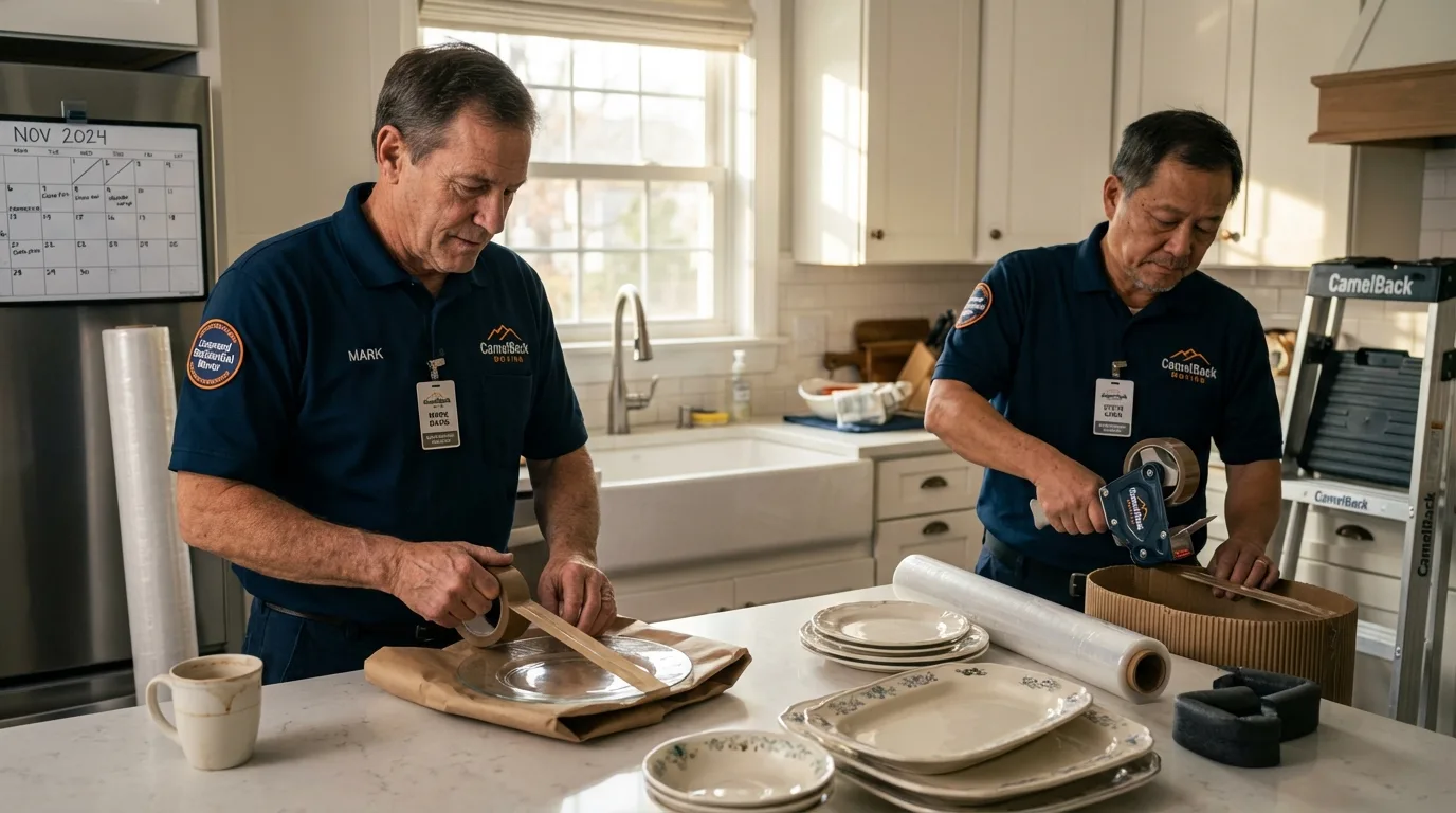 Professional crew packing kitchen dishware in Scottdale, PA